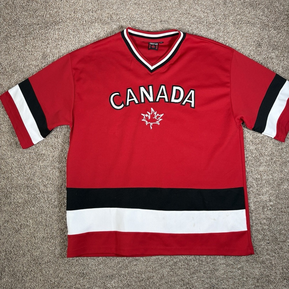 Vintage Embroidered Red Canada Hockey Jersey‎ Vintage 1990s-2000s Mens S Teepee